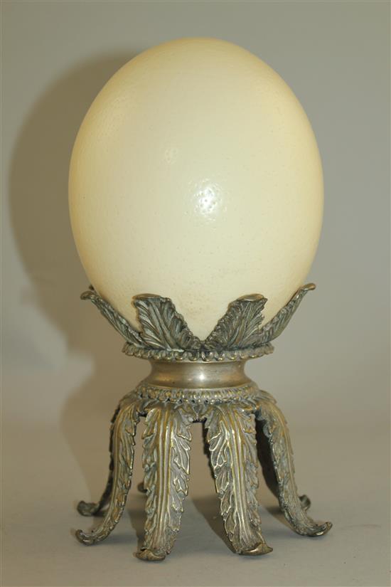 Manner of Redmile. An ostrich egg, 9.75in.